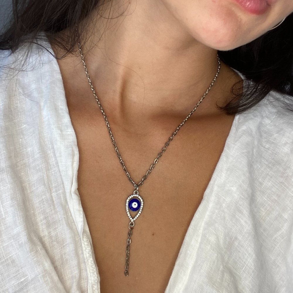Silver evil eye chain necklace 🧿